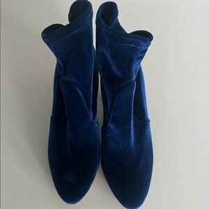 Aquazzura Royal Blue Velvet Heeled Boots